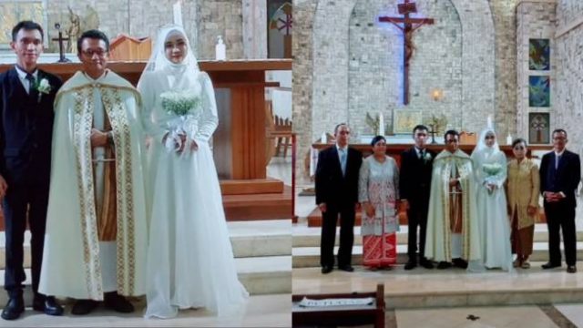 Viral di media sosial Video perempuan berjilbab menikah di sebuah gereja di Kota Semarang, Jawa Tengah.