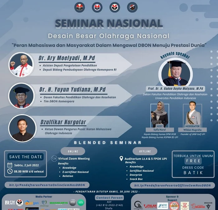 SEMINAR NASIONAL! Desain Besar Olahraga Nasional FPOK UPI Bandung, Berikut Link Pendaftarannya
