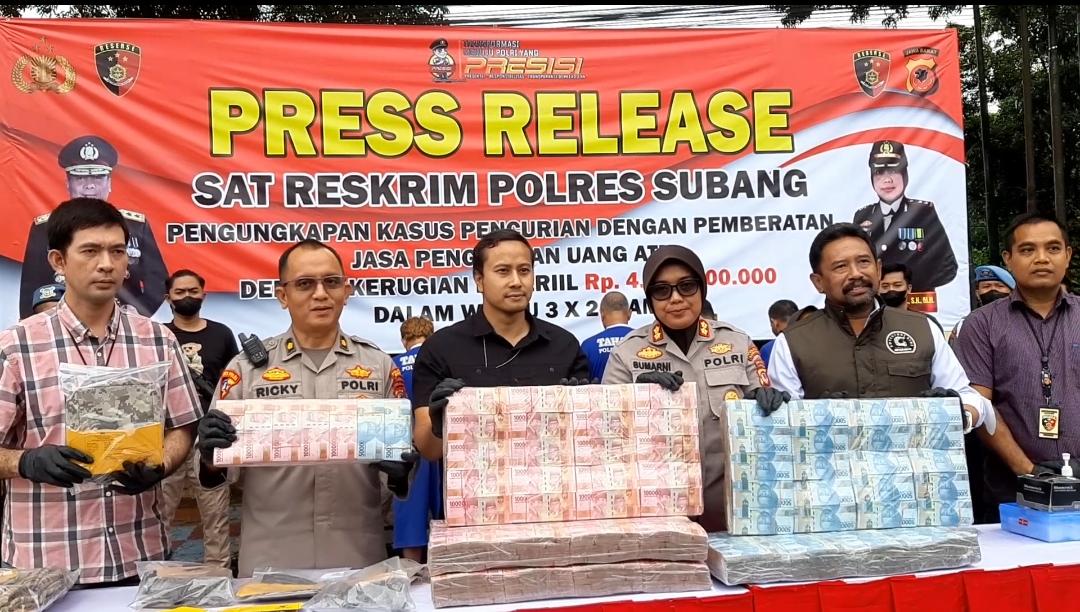Polres Subang Berhasil Ungkap Pelaku Pencurian Uang Senilai Rp 4 Miliar