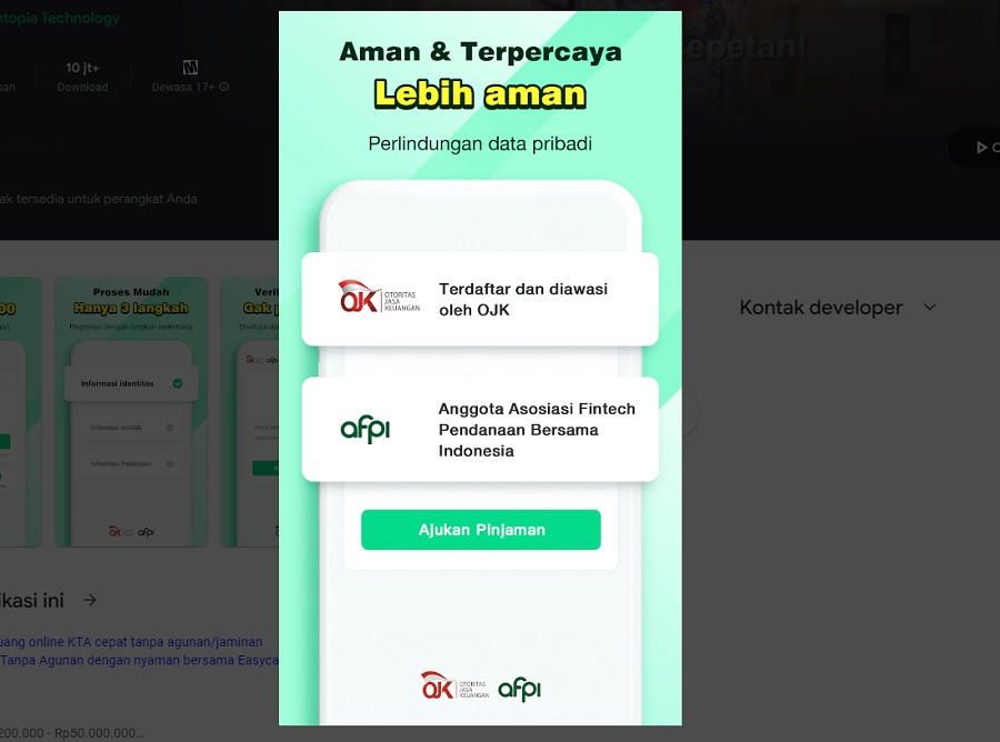 Aplikasi Pinjaman Online Terbaik, Bisa Cair 800 Ribu, Legal Diawasi OJK, Cek di Sini! (via Easycash,)