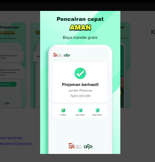 Pinjaman Online Bunga Rendah Bayar Bulanan OJK, Pas Nih (via easycash)