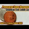 Segini Harga Koin Kuno Naderlandsch Indie 1945 1C yang Asli