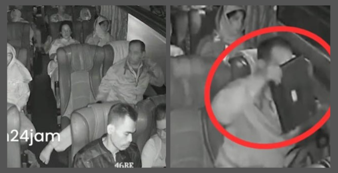 Penumpang Bus Sinar Jaya Kehilangan Laptop Pelaku Terekam CCTV