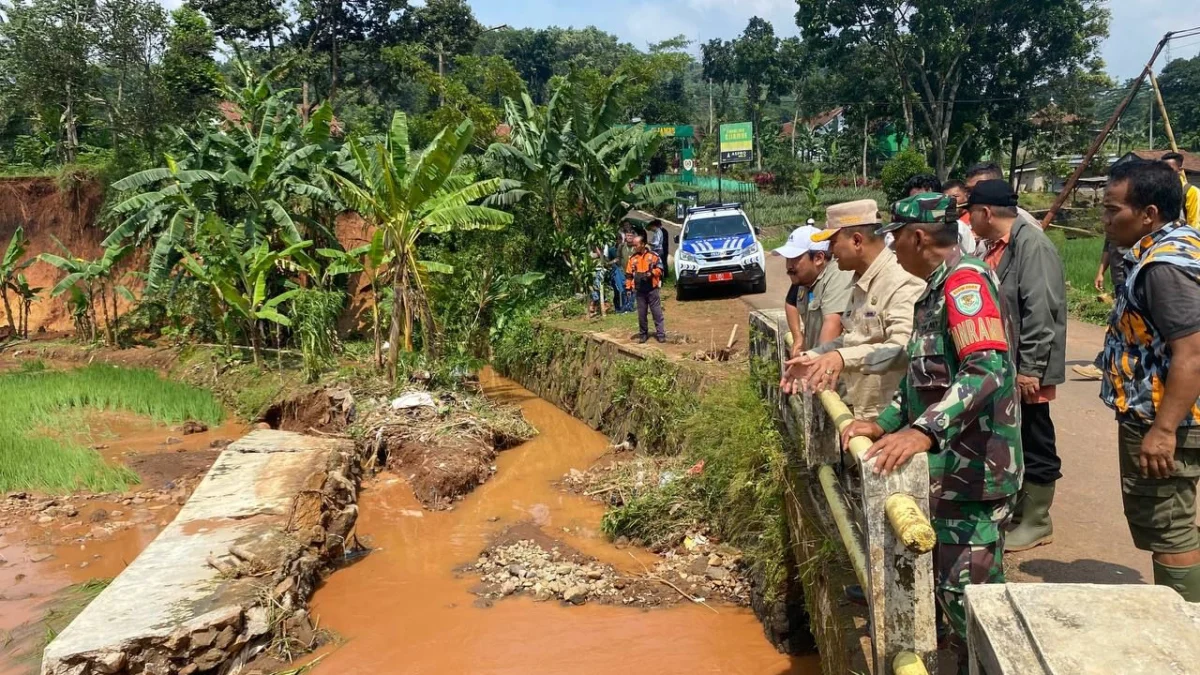Pj Bupati Subang meninjau sungai yang meluap